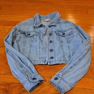 Girl's Light Blue Cropped Jean Jacket - Size 12